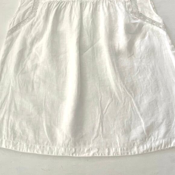 Loft Linen White Sleeveless Blouse Womens Size M Lace Work Travel Cottagecore - Picture 4 of 11
